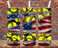 Patriotic Softball - Tumbler Wrap Sublimation Transfers