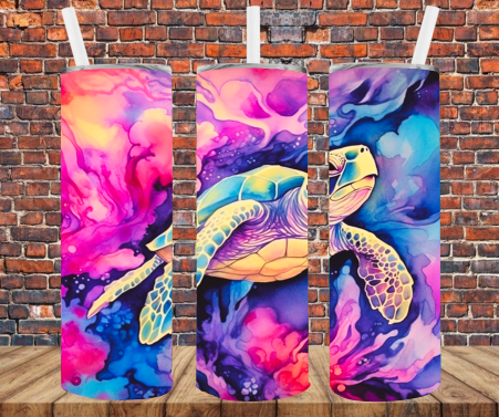 Alcohol Ink Turtle - Tumbler Wrap - Sublimation Transfers