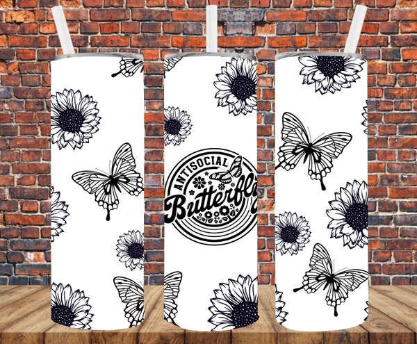 Anti-Social Butterfly - Tumbler Wrap - Sublimation Transfers