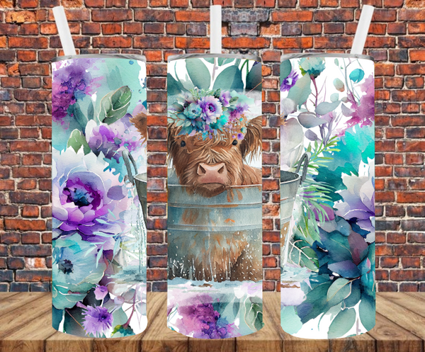Baby Cow In Tub - Tumbler Wrap Sublimation Transfers