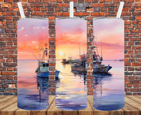 Boats at Dock - Tumbler Wrap - Sublimation Transfers