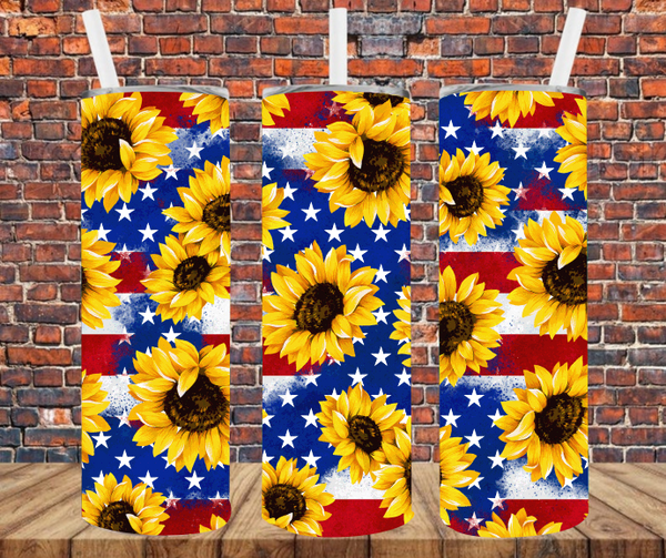 Patriotic Sunflowers - Tumbler Wrap - Sublimation Transfers