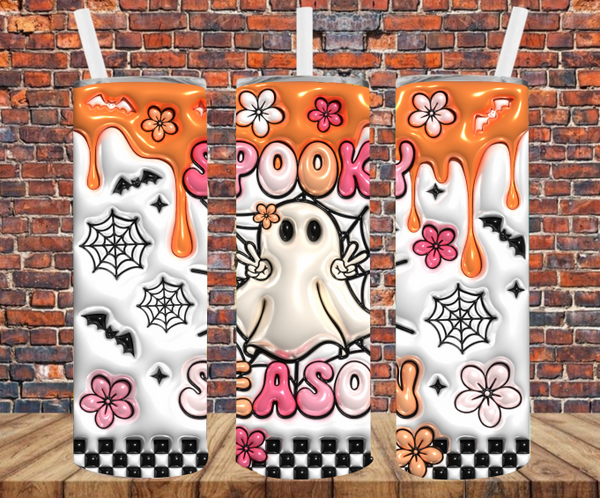 Spooky Season Puff Effect - Tumbler Wrap - Sublimation Transfers